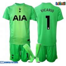 Camisa de Futebol Tottenham Hotspur Guglielmo Vicario #1 Goleiro Equipamento Principal Infantil 2025-26 Manga Curta (+ Calças curtas)